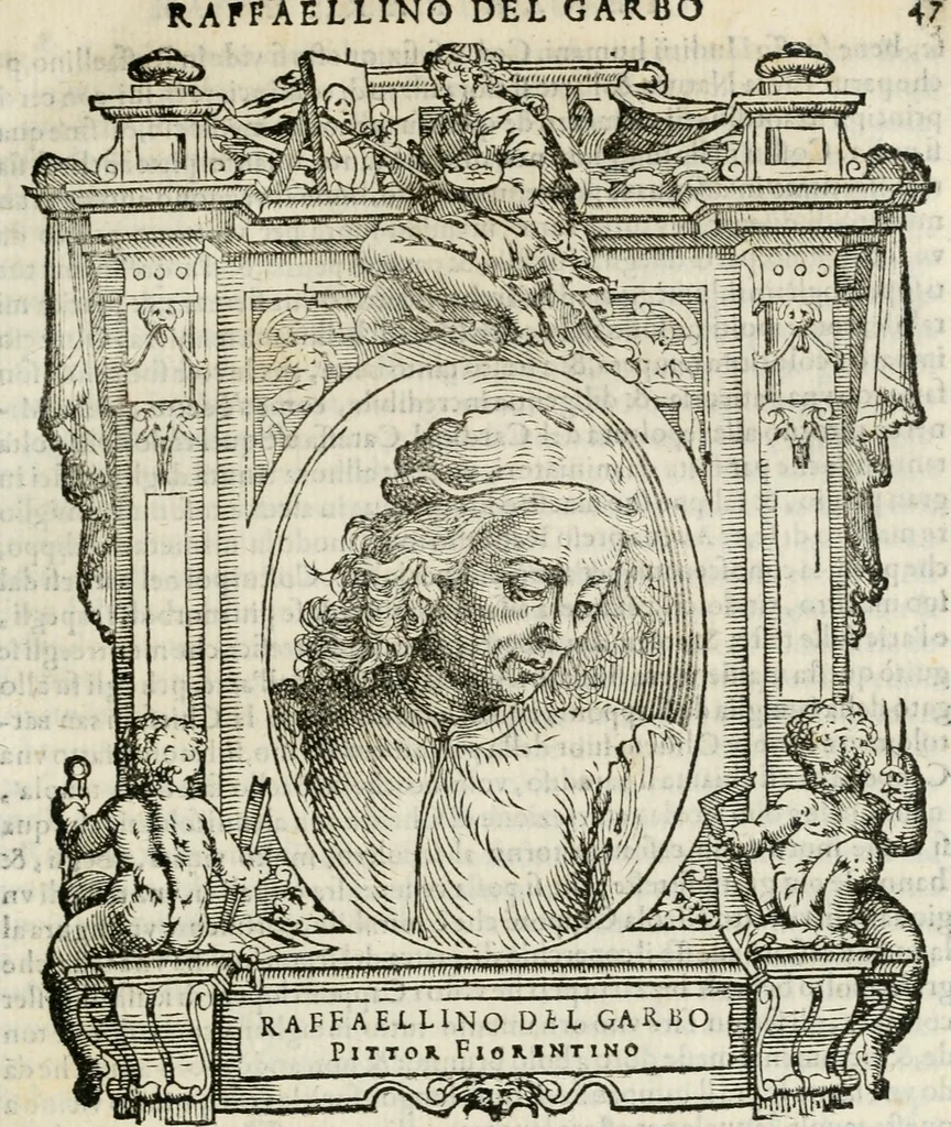 An illustration from Le vite de' piv eccellenti pittori, scvltori, et architettori, 1568, leaf 88