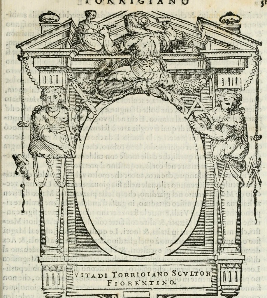 An illustration from Le vite de' piv eccellenti pittori, scvltori, et architettori, 1568, leaf 92