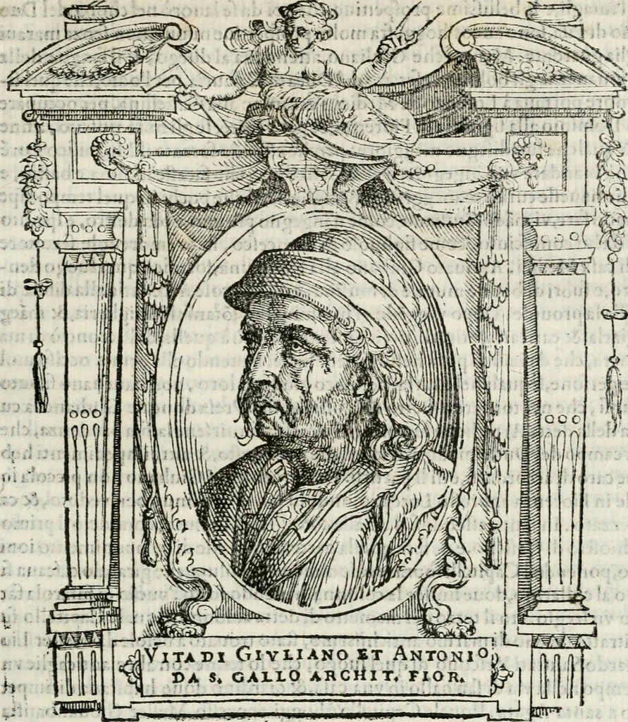 An illustration from Le vite de' piv eccellenti pittori, scvltori, et architettori, 1568, leaf 96
