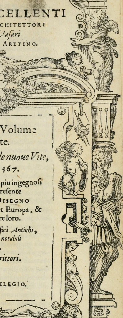 An illustration from Le vite de' piv eccellenti pittori, scvltori, et architettori, 1568, leaf 4