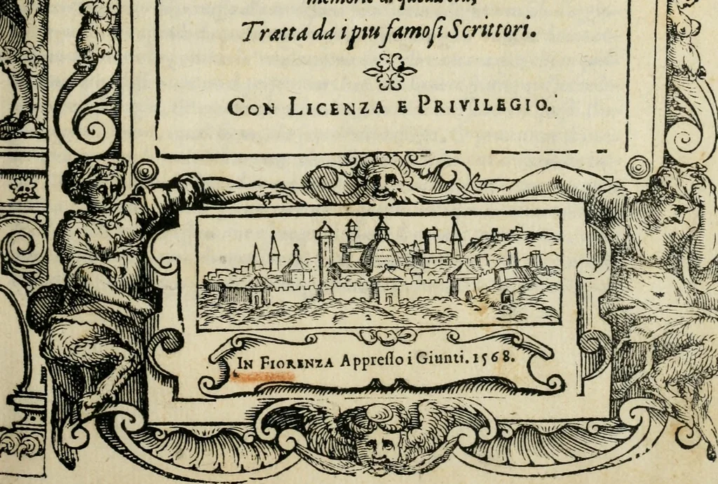 An illustration from Le vite de' piv eccellenti pittori, scvltori, et architettori, 1568, leaf 4