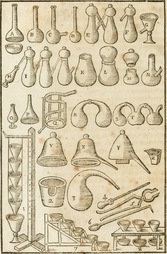 An illustration from Le vray et methodique cours de la physique resolutiue, vulgairement dite chymie : representé par figures generales & particulieres : pour connoistre la theotechnie ergocosmique, c'est à dire, l'art de Dieu, en l'ouurage de l'vniuers, 1653, leaf 137