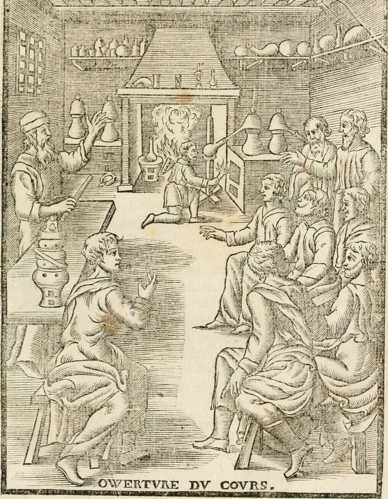 An illustration from Le vray et methodique cours de la physique resolutiue, vulgairement dite chymie : representé par figures generales & particulieres : pour connoistre la theotechnie ergocosmique, c'est à dire, l'art de Dieu, en l'ouurage de l'vniuers, 1653, leaf 236