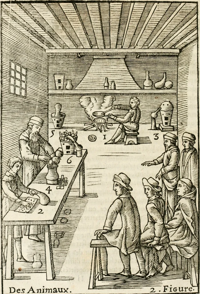 An illustration from Le vray et methodique cours de la physique resolutiue, vulgairement dite chymie : representé par figures generales & particulieres : pour connoistre la theotechnie ergocosmique, c'est à dire, l'art de Dieu, en l'ouurage de l'vniuers, 1653, leaf 275
