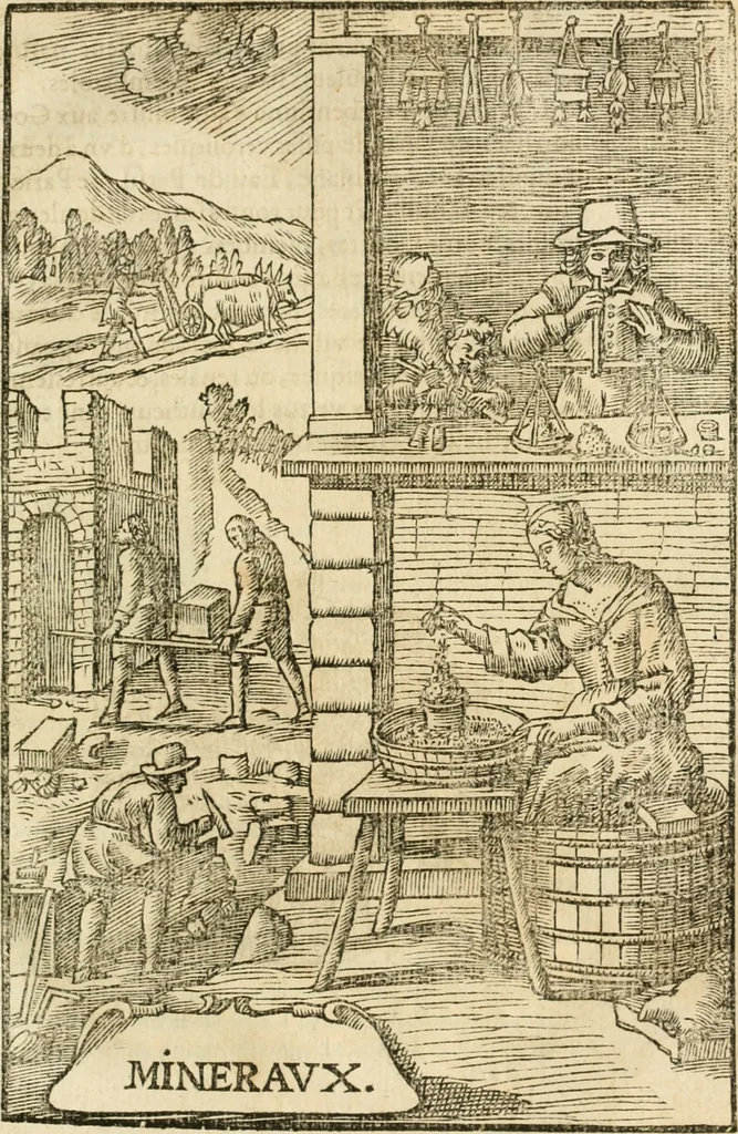 An illustration from Le vray et methodique cours de la physique resolutiue, vulgairement dite chymie : representé par figures generales & particulieres : pour connoistre la theotechnie ergocosmique, c'est à dire, l'art de Dieu, en l'ouurage de l'vniuers, 1653, leaf 428