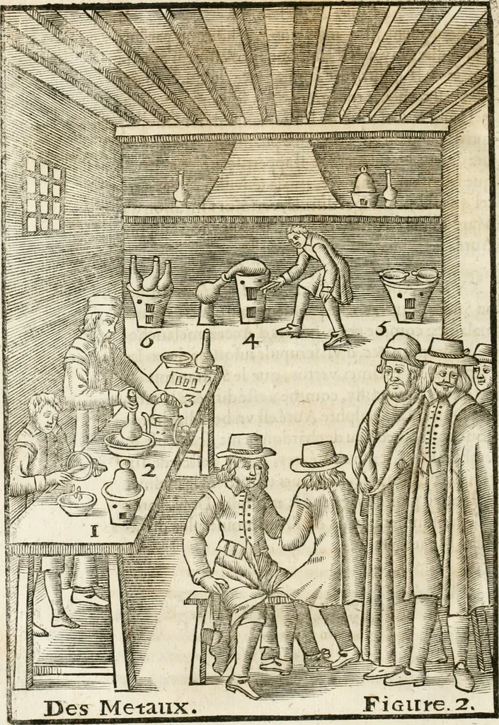 An illustration from Le vray et methodique cours de la physique resolutiue, vulgairement dite chymie : representé par figures generales & particulieres : pour connoistre la theotechnie ergocosmique, c'est à dire, l'art de Dieu, en l'ouurage de l'vniuers, 1653, leaf 557