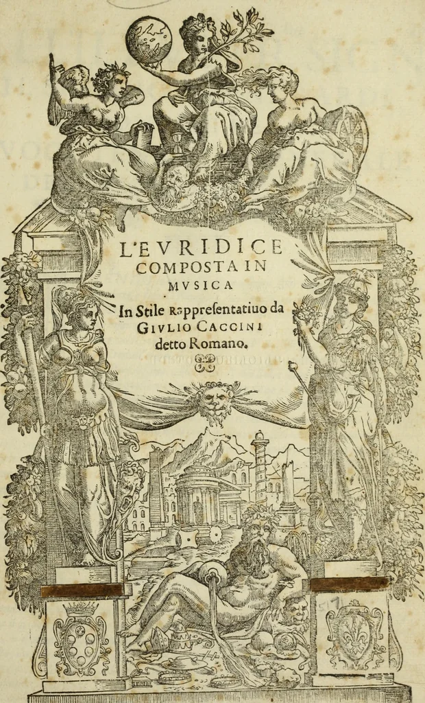 An illustration from L'Evridice : composta in mvsica in stile rappresentatiuo, 1600, leaf 14