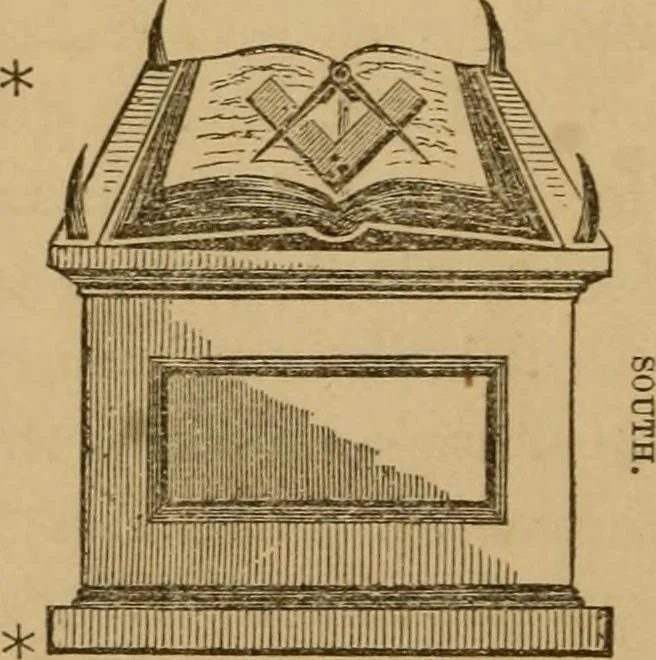An illustration from A lexicon of freemasonry: containing a definition of all its communicable terms, notices of its history, traditions, and antiquities, and an account of all the rites and mysteries of the ancient world, 1872, leaf 37