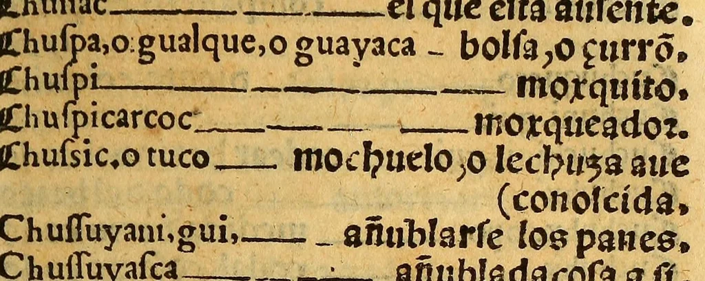 An illustration from Lexicon, o Vocabulario de la lengua general del Peru,, 1560, leaf 275