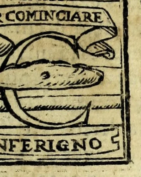 An illustration from Lezione, overo, Cicalamento di maestro Bartolino dal Canto de' Bischeri sopra'l sonetto Passere, e beccafichi magri arrosto, 1605, leaf 7