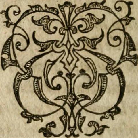 An illustration from L'Harmonie et conférence des magistrats romains avec les officier français, tant laiz que ecclésiastiques.., 1574, leaf 9