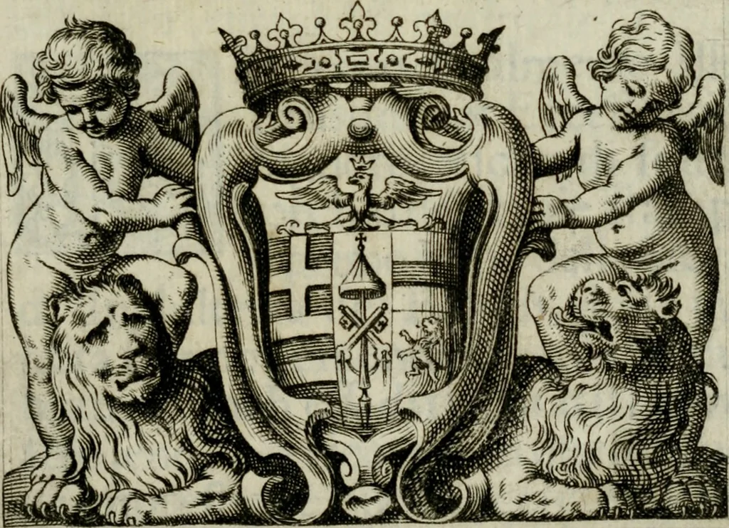 An illustration from L'historia delle gverre civili d'Inghilterra, trà le due case di Lancastro, e Iorc; si descriue in Ricardo II, l'origine di esse, il progresso nelle vite de i rè susseguenti, cioè: di Arrigo IV, V, e Vi, d'Odoardo IV, e V, di Ricardo III, e di Arrigo VII, nel quale finirono, 1647, leaf 4