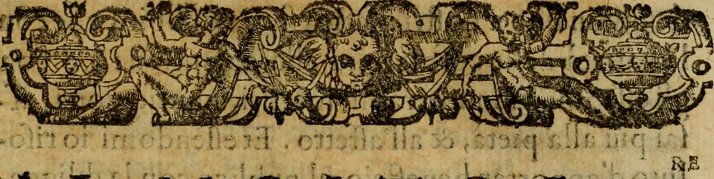 An illustration from L'historia ecclesiastica della rivolvzion d'Inghilterra : divisa in libri qvattro, ne' qvali si tratta di qvello ch'e avvenvto in quell'isola, da chè Arrigo Ottauo cominciò à pensare di ripudiar Caterina sua legittima moglie, infino à quest'vltimi anni di Lisabetta, vltima sua figliuola, 1594, leaf 16