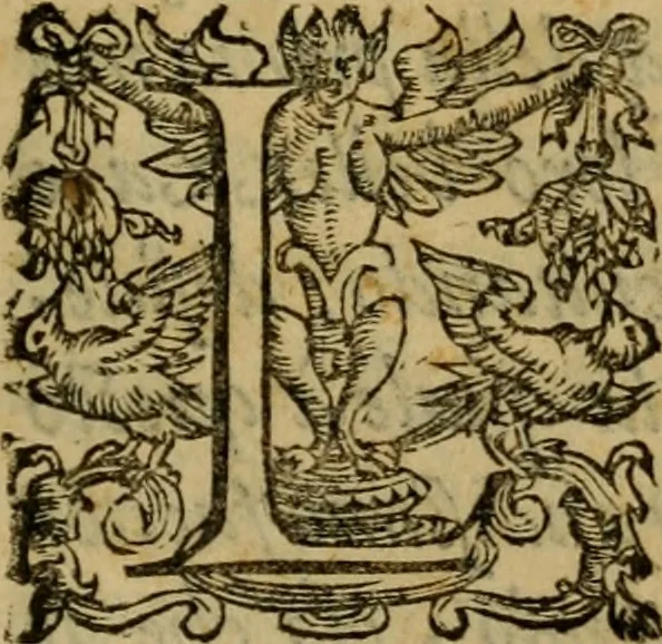 An illustration from L'historia ecclesiastica della rivolvzion d'Inghilterra : divisa in libri qvattro, ne' qvali si tratta di qvello ch'e avvenvto in quell'isola, da chè Arrigo Ottauo cominciò à pensare di ripudiar Caterina sua legittima moglie, infino à quest'vltimi anni di Lisabetta, vltima sua figliuola, 1594, leaf 8