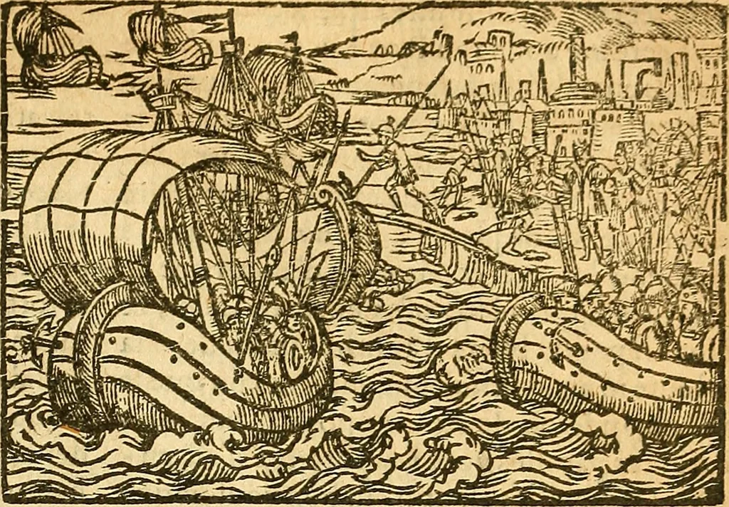 An illustration from L'Hystoire des devx prevx tres nobles et tres-vaillans chevaliers Valentin et Orson : fils de l'Empereur de Grece, & nepueux du tres-vaillant & tres-Chrestien Roy de France, Pepin. Contenant plusieurs & diuerses matieres, comme vous pourrez veoir cy apres, 1614, leaf 128