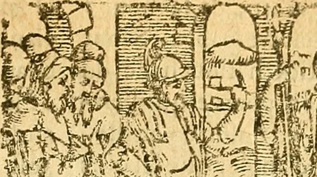 An illustration from L'Hystoire des devx prevx tres nobles et tres-vaillans chevaliers Valentin et Orson : fils de l'Empereur de Grece, & nepueux du tres-vaillant & tres-Chrestien Roy de France, Pepin. Contenant plusieurs & diuerses matieres, comme vous pourrez veoir cy apres, 1614, leaf 166