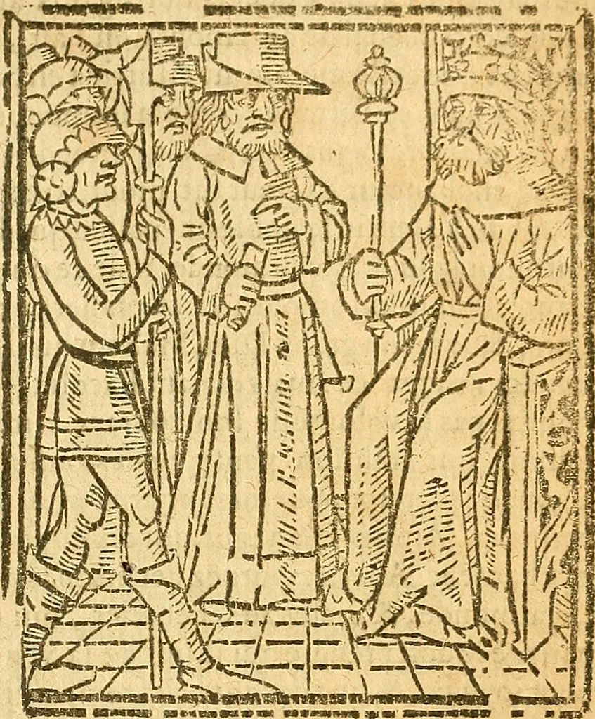 An illustration from L'Hystoire des devx prevx tres nobles et tres-vaillans chevaliers Valentin et Orson : fils de l'Empereur de Grece, & nepueux du tres-vaillant & tres-Chrestien Roy de France, Pepin. Contenant plusieurs & diuerses matieres, comme vous pourrez veoir cy apres, 1614, leaf 74
