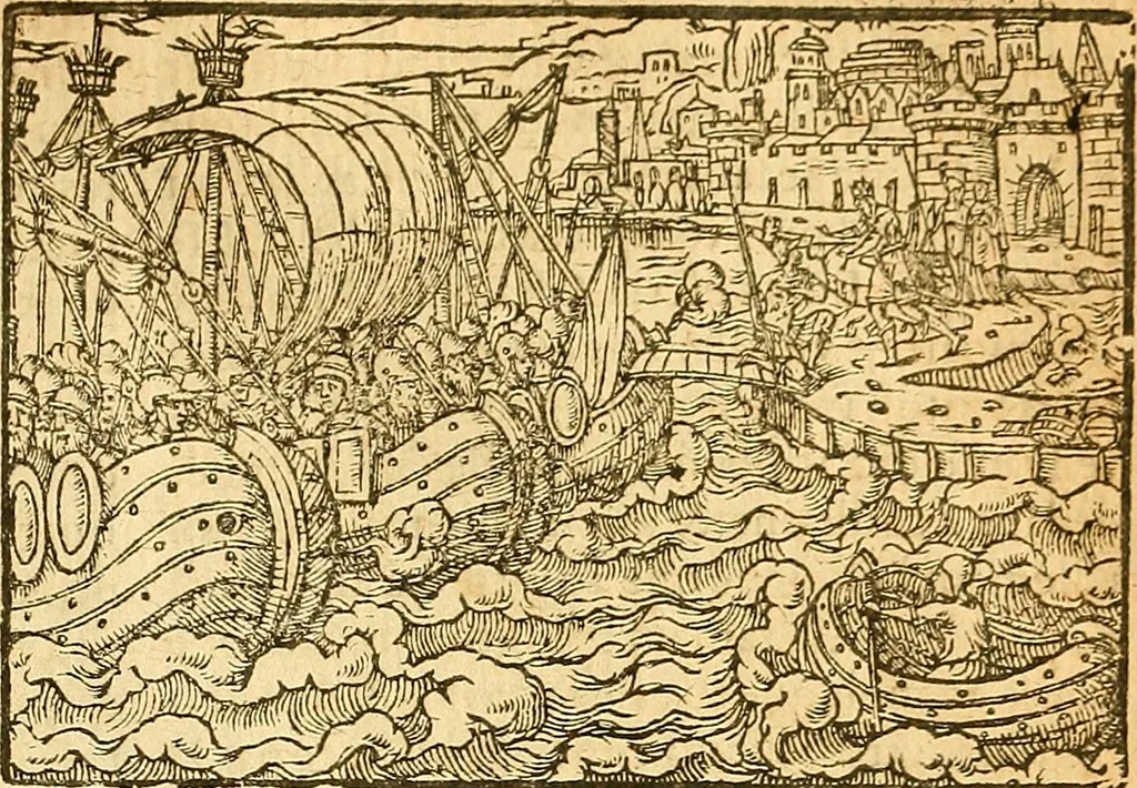 An illustration from L'Hystoire des devx prevx tres nobles et tres-vaillans chevaliers Valentin et Orson : fils de l'Empereur de Grece, & nepueux du tres-vaillant & tres-Chrestien Roy de France, Pepin. Contenant plusieurs & diuerses matieres, comme vous pourrez veoir cy apres, 1614, leaf 98