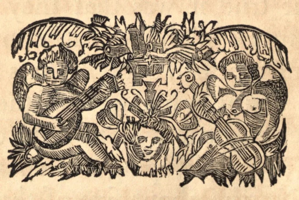 An illustration from A libell of Spanish lies: fovnd at the sacke of Cales, discoursing the fight in the West Indies, twixt the English nauie being fourteene ships and pinasses, and a fleete of twentie saile of the king of Spaines, and of the death of Sir Francis Drake. With an answere briefely confuting the Spanish lies, and a short relation of the fight according to truth, written by Henri Sauile Esquire. And also an approbation of this discourse, by Sir Thomas Baskeruile, then generall of the English fleete in that seruice: auowing the maintenance thereof, personally in armes against Don Bernaldino, if hee shall take exceptions to that which is heere set downe, touching the fight twixt both nauies, or iustifie that which he hath most falsely reported in his vaine printed letter, 1596, leaf 56