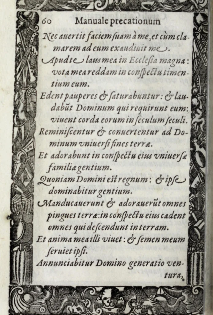 An illustration from Liber precationvm : qvas Carolvs Calvvs, imperator Hludouici Pij caesaris filius, sibi adolescenti pro quotidiano vsuante años vigintiquinq[ue] supra septingentos in vnum colligi & literis scribi aureis mandauit : in honorem et vsvm serenissimi principis Maximiliani ... : nunc primum in lucem editus & posteritati communicatus, 1583, leaf 122