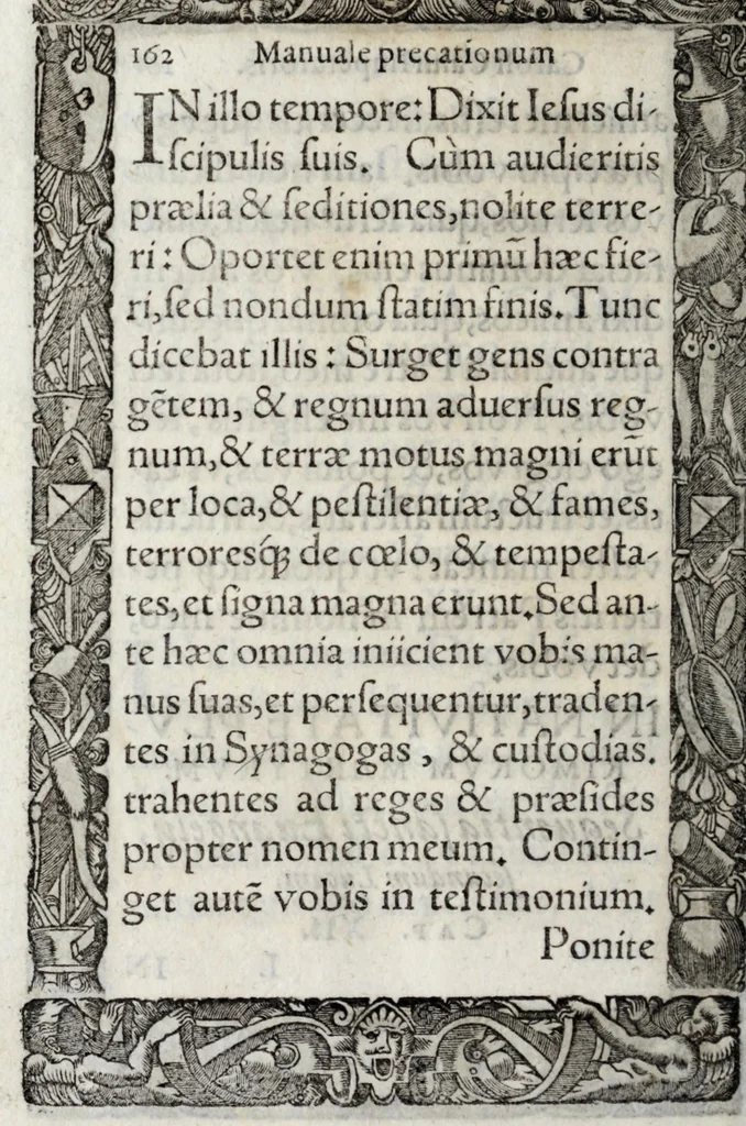 An illustration from Liber precationvm : qvas Carolvs Calvvs, imperator Hludouici Pij caesaris filius, sibi adolescenti pro quotidiano vsuante años vigintiquinq[ue] supra septingentos in vnum colligi & literis scribi aureis mandauit : in honorem et vsvm serenissimi principis Maximiliani ... : nunc primum in lucem editus & posteritati communicatus, 1583, leaf 236