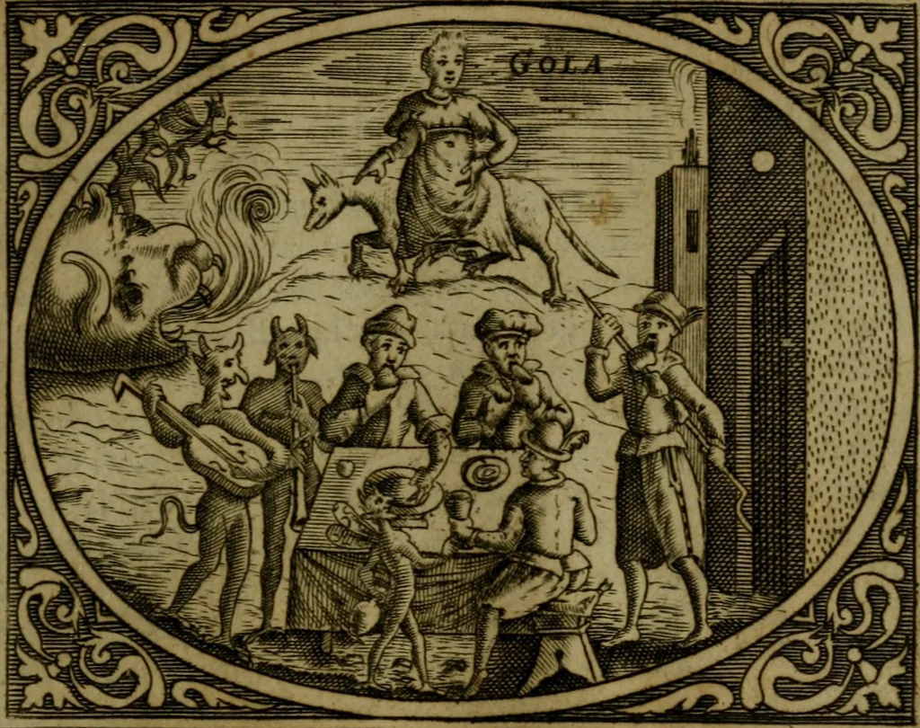 An illustration from Libretto d'imagini e di brevi meditationi sopra li sette peccati capitali, e le virtù à loro contrarie : si da ancora vna breve cognitione de' vitij per fuggirli, e delle virtù per acquistarle, 1600, leaf 42