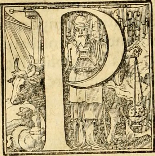 An illustration from Libri quatuor de scrupulis chronologor[um] in quibus non solum calculus sacræ scripturæ cum serie quatuor monarchiarum, & olympiadibus Græcorum, atq[ue] annis ab urbe Roma condita pulcherrima harmonia conciliatur : sed etiam quam plurimi et difficilimi scrupuli, qui hactenus in hanc harmoniam irrepserant, multosq[ue] antiquitatis & veritatis diligentissimos inquisitores non parum torserant, ita eximuntur, ut maiore cum luce, fructu & voluptate tam sacræ quàm prophanæ historiæ ab omnibus legi possint, 1575, leaf 115