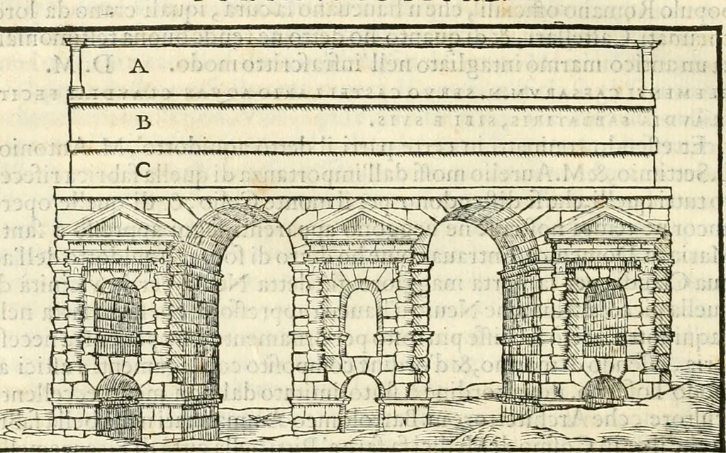 An illustration from Libri qvattro dell'antichita della citta di Roma : raccolte sotto brevita da diversi antichi et moderni scrittori, 1565, leaf 107