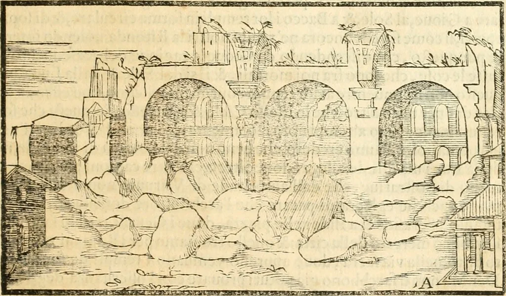 An illustration from Libri qvattro dell'antichita della citta di Roma : raccolte sotto brevita da diversi antichi et moderni scrittori, 1565, leaf 48