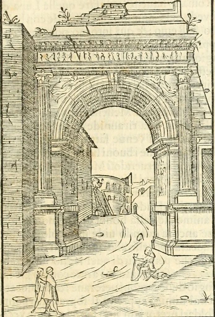 An illustration from Libri qvattro dell'antichita della citta di Roma : raccolte sotto brevita da diversi antichi et moderni scrittori, 1565, leaf 52
