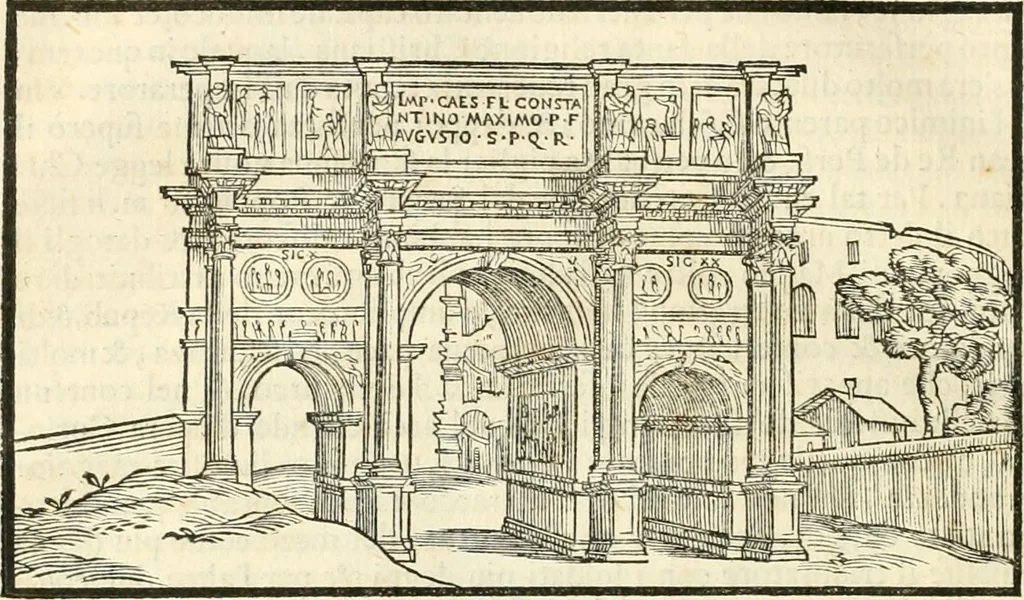 An illustration from Libri qvattro dell'antichita della citta di Roma : raccolte sotto brevita da diversi antichi et moderni scrittori, 1565, leaf 55