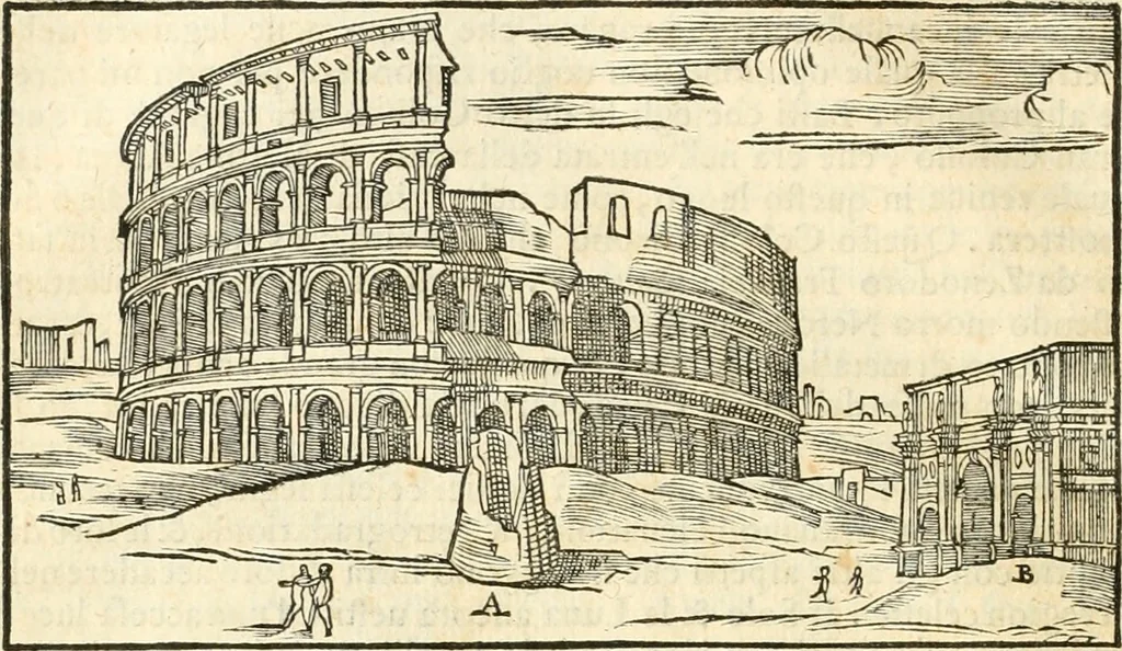 An illustration from Libri qvattro dell'antichita della citta di Roma : raccolte sotto brevita da diversi antichi et moderni scrittori, 1565, leaf 59