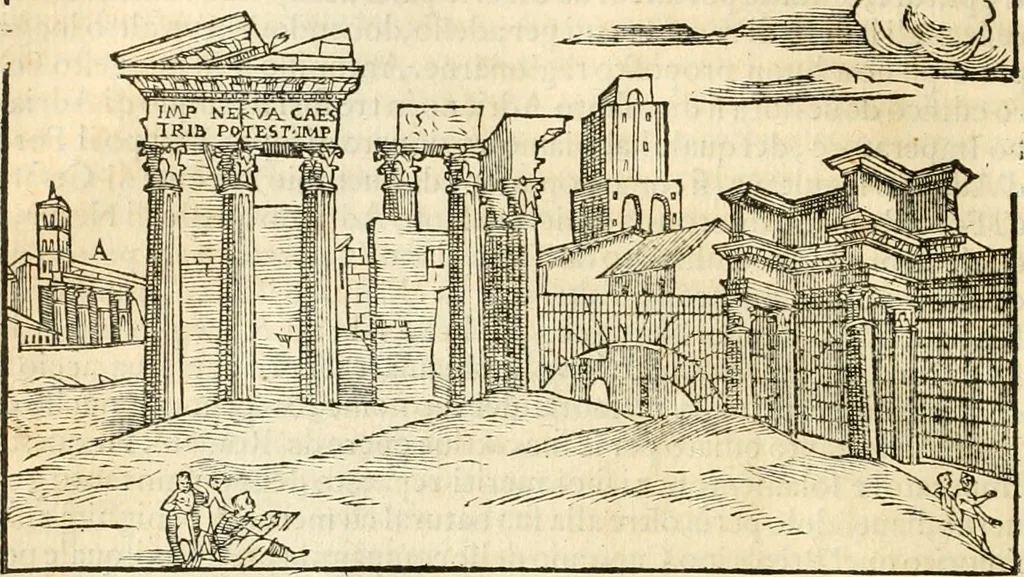 An illustration from Libri qvattro dell'antichita della citta di Roma : raccolte sotto brevita da diversi antichi et moderni scrittori, 1565, leaf 63