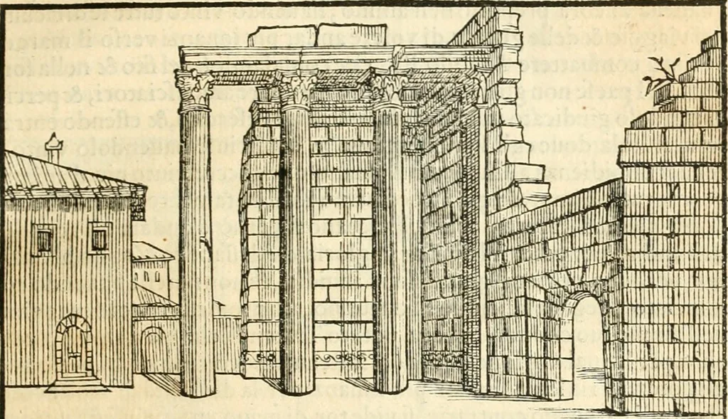 An illustration from Libri qvattro dell'antichita della citta di Roma : raccolte sotto brevita da diversi antichi et moderni scrittori, 1565, leaf 64
