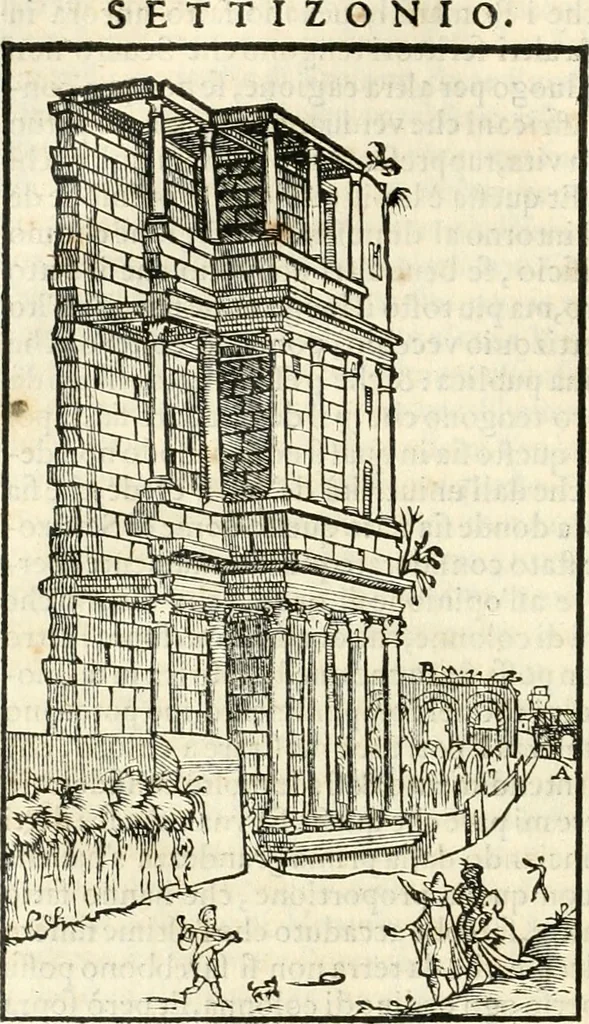 An illustration from Libri qvattro dell'antichita della citta di Roma : raccolte sotto brevita da diversi antichi et moderni scrittori, 1565, leaf 93