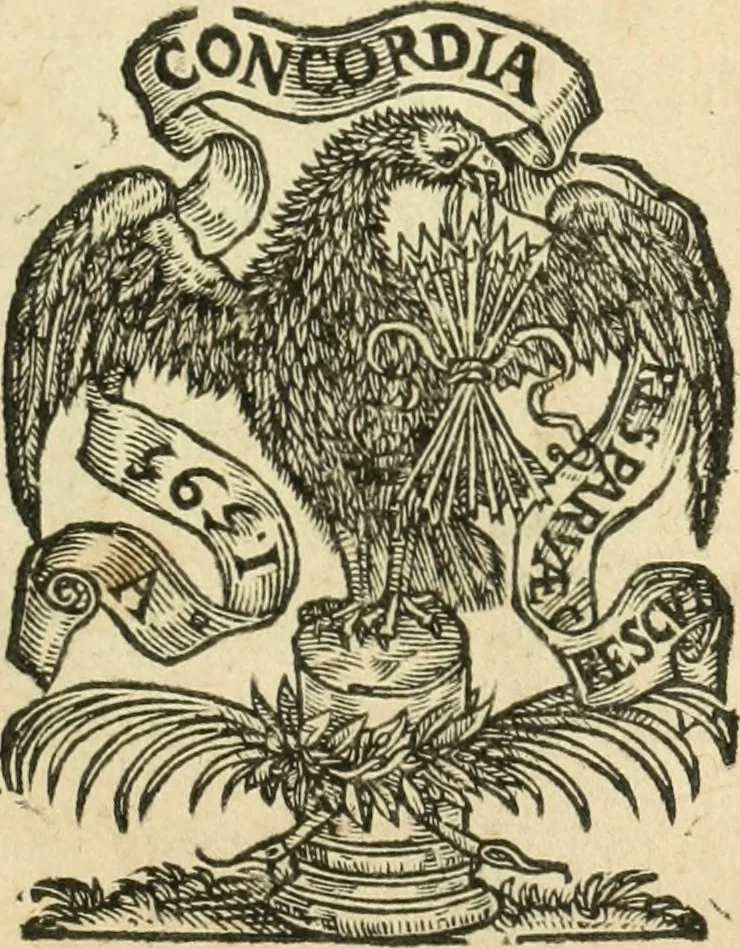 An illustration from Libri tres De indvciis belli Belgici, 1613, leaf 2