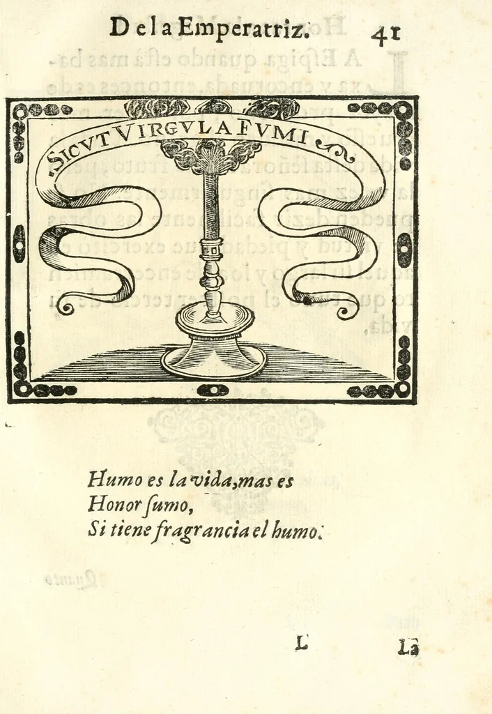 An illustration from Libro de las honras que hizo el Colegio de la Co[m]pañia de Iesus de Madrid, à la M.C. de la Emperatriz doña Maria de Austria, fundadora del dicho Colegio, que se celebraron a 21. de Abril de 1603, 1603, leaf 101