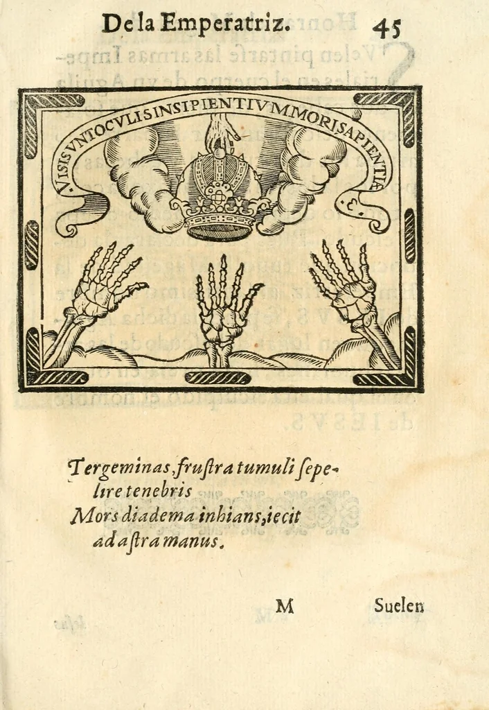 An illustration from Libro de las honras que hizo el Colegio de la Co[m]pañia de Iesus de Madrid, à la M.C. de la Emperatriz doña Maria de Austria, fundadora del dicho Colegio, que se celebraron a 21. de Abril de 1603, 1603, leaf 109