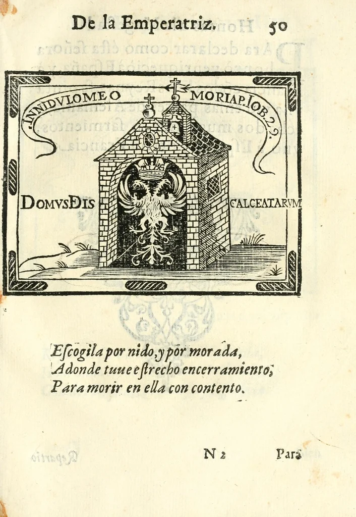 An illustration from Libro de las honras que hizo el Colegio de la Co[m]pañia de Iesus de Madrid, à la M.C. de la Emperatriz doña Maria de Austria, fundadora del dicho Colegio, que se celebraron a 21. de Abril de 1603, 1603, leaf 119