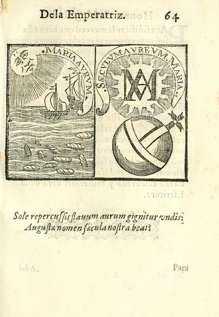 An illustration from Libro de las honras que hizo el Colegio de la Co[m]pañia de Iesus de Madrid, à la M.C. de la Emperatriz doña Maria de Austria, fundadora del dicho Colegio, que se celebraron a 21. de Abril de 1603, 1603, leaf 147