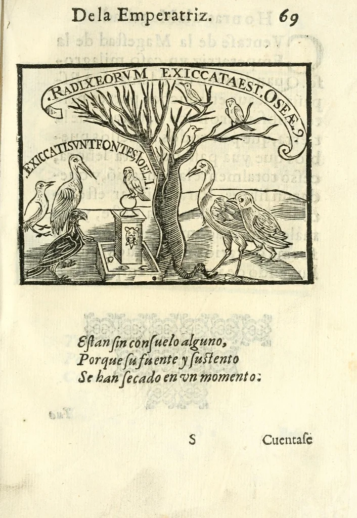 An illustration from Libro de las honras que hizo el Colegio de la Co[m]pañia de Iesus de Madrid, à la M.C. de la Emperatriz doña Maria de Austria, fundadora del dicho Colegio, que se celebraron a 21. de Abril de 1603, 1603, leaf 157