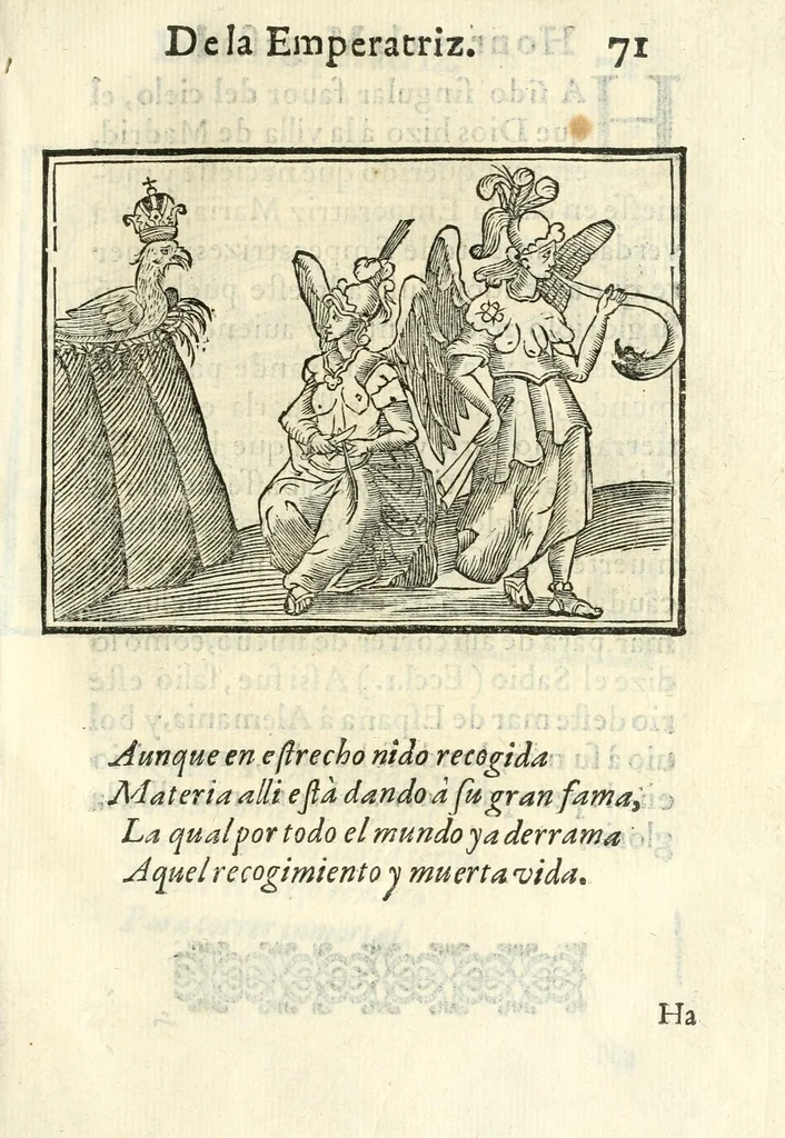 An illustration from Libro de las honras que hizo el Colegio de la Co[m]pañia de Iesus de Madrid, à la M.C. de la Emperatriz doña Maria de Austria, fundadora del dicho Colegio, que se celebraron a 21. de Abril de 1603, 1603, leaf 161