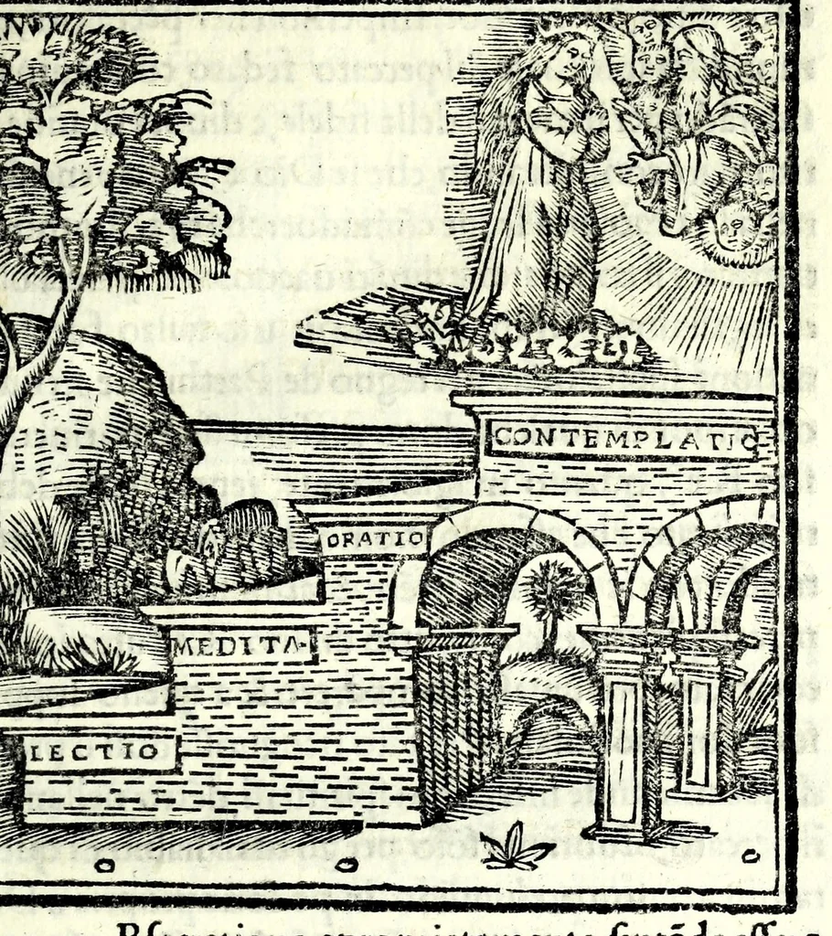 An illustration from Libro de uita contemplatiua, lectione, meditatione, oratione, contemplatione, scala dil paradiso intitulato : cum adaptatione mistica dellhistorie diuine & expositione de suoi misterii et excellentissimi sacramenti, 1527, leaf 471