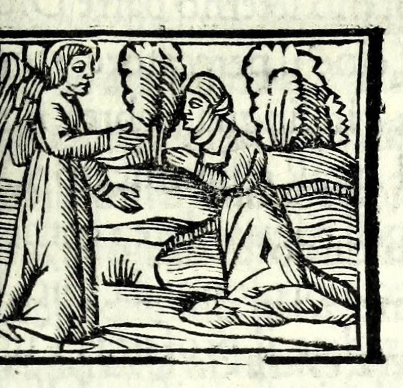 An illustration from Libro de uita contemplatiua, lectione, meditatione, oratione, contemplatione, scala dil paradiso intitulato : cum adaptatione mistica dellhistorie diuine & expositione de suoi misterii et excellentissimi sacramenti, 1527, leaf 475