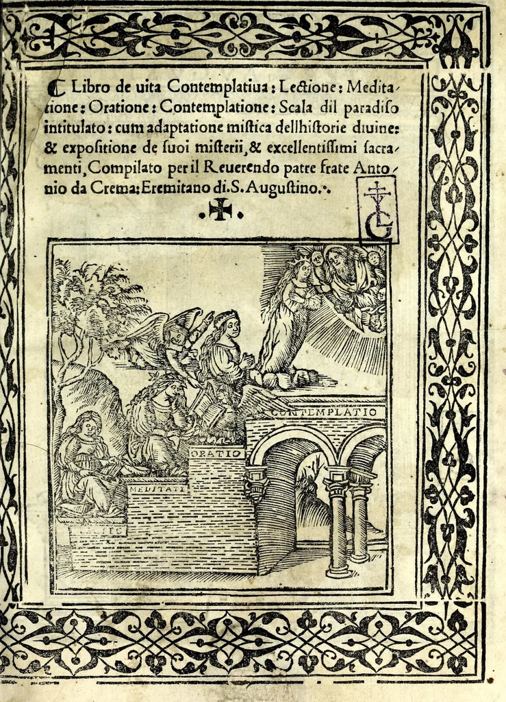 An illustration from Libro de uita contemplatiua, lectione, meditatione, oratione, contemplatione, scala dil paradiso intitulato : cum adaptatione mistica dellhistorie diuine & expositione de suoi misterii et excellentissimi sacramenti, 1527, leaf 5