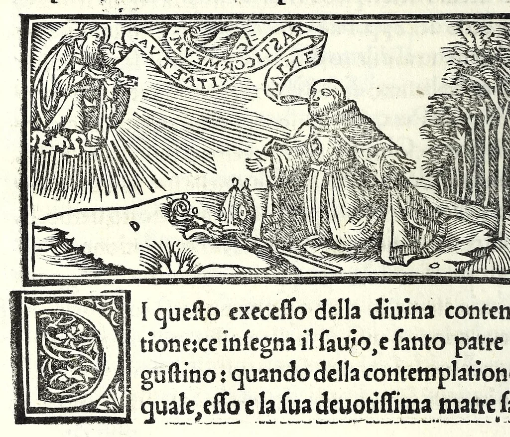 An illustration from Libro de uita contemplatiua, lectione, meditatione, oratione, contemplatione, scala dil paradiso intitulato : cum adaptatione mistica dellhistorie diuine & expositione de suoi misterii et excellentissimi sacramenti, 1527, leaf 596