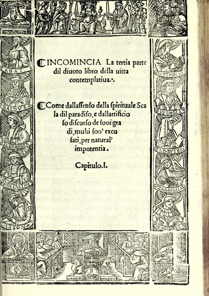 An illustration from Libro de uita contemplatiua, lectione, meditatione, oratione, contemplatione, scala dil paradiso intitulato : cum adaptatione mistica dellhistorie diuine & expositione de suoi misterii et excellentissimi sacramenti, 1527, leaf 701