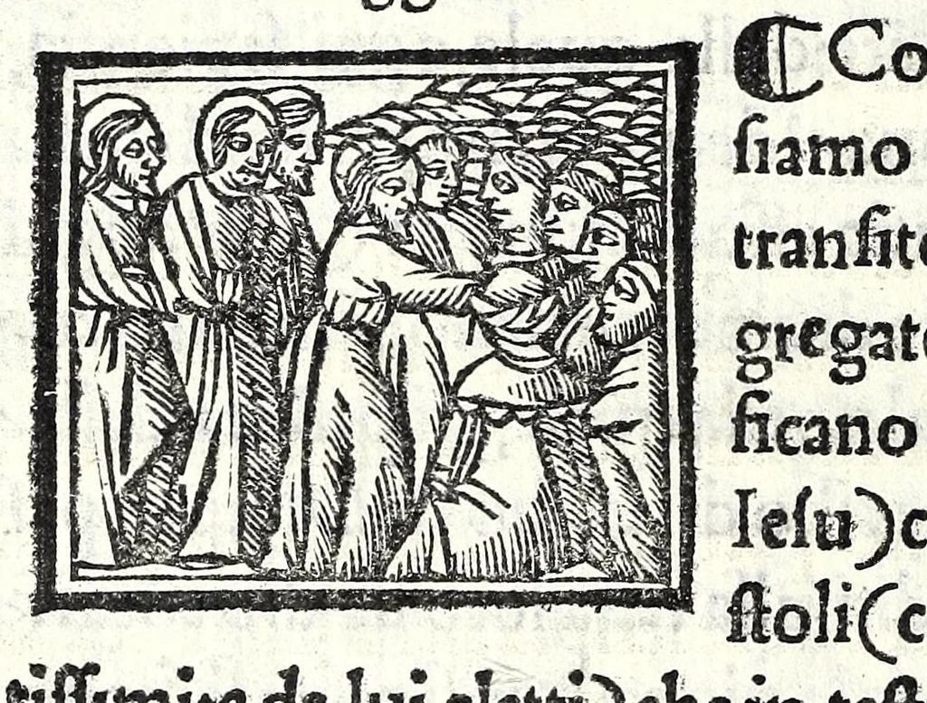 An illustration from Libro de uita contemplatiua, lectione, meditatione, oratione, contemplatione, scala dil paradiso intitulato : cum adaptatione mistica dellhistorie diuine & expositione de suoi misterii et excellentissimi sacramenti, 1527, leaf 872