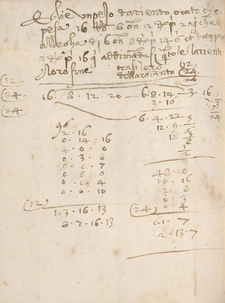 An illustration from Libro di aritmetica, 1500, leaf 172