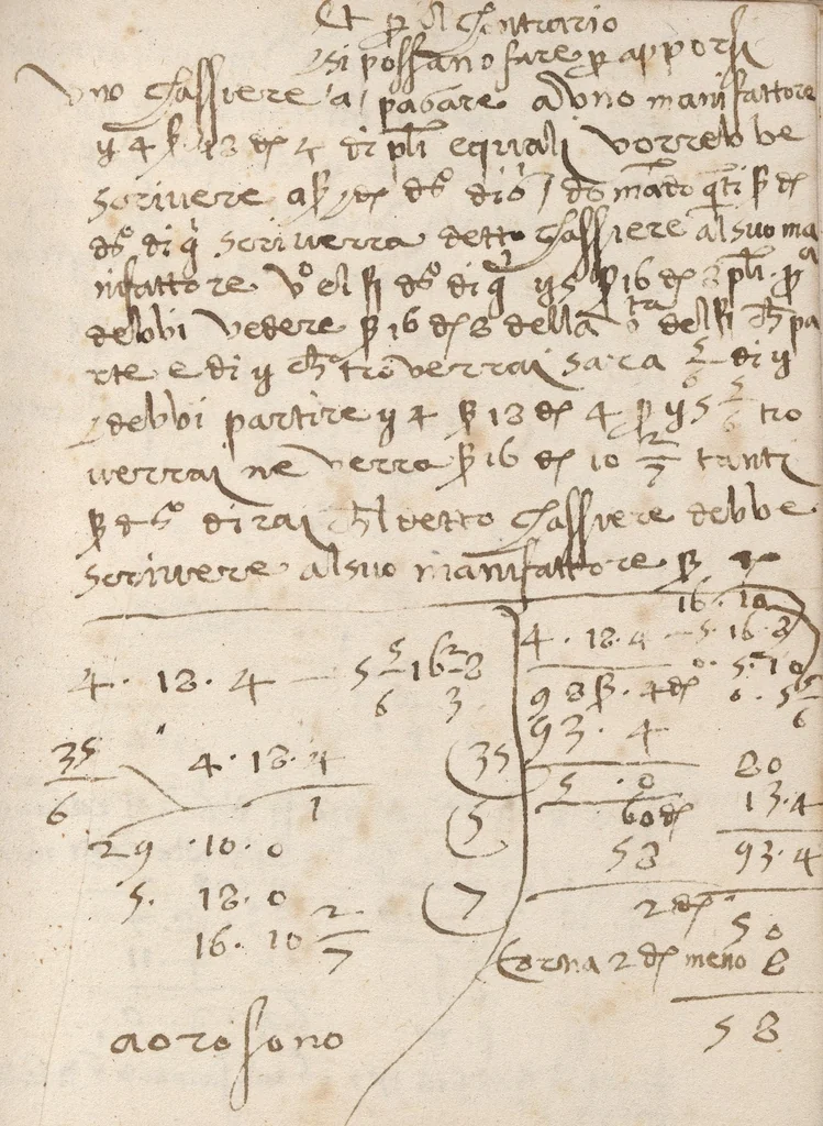 An illustration from Libro di aritmetica, 1500, leaf 243